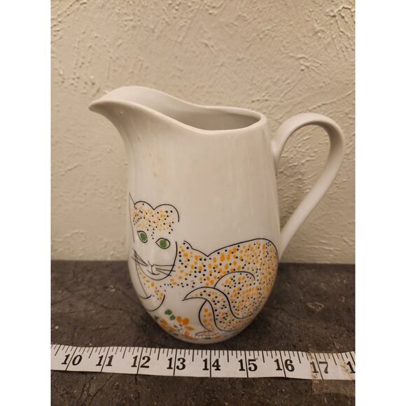 1980'S VINTAGE-Gloria Vanderbilt Cats Meow Taste Setter Sigma Ceramic Pitcher-7" - Picture 1 of 8